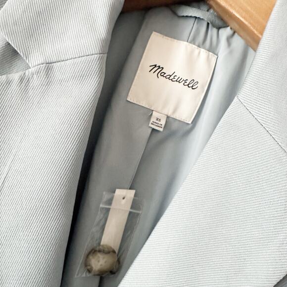 Madewell Larsen Drapeweave Single
Button Tailored Jacket Blazer Overcast Blue XS - Picture 7 of 12